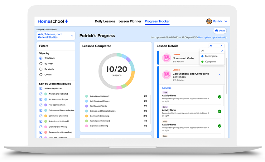 Example Progress Tracker screen